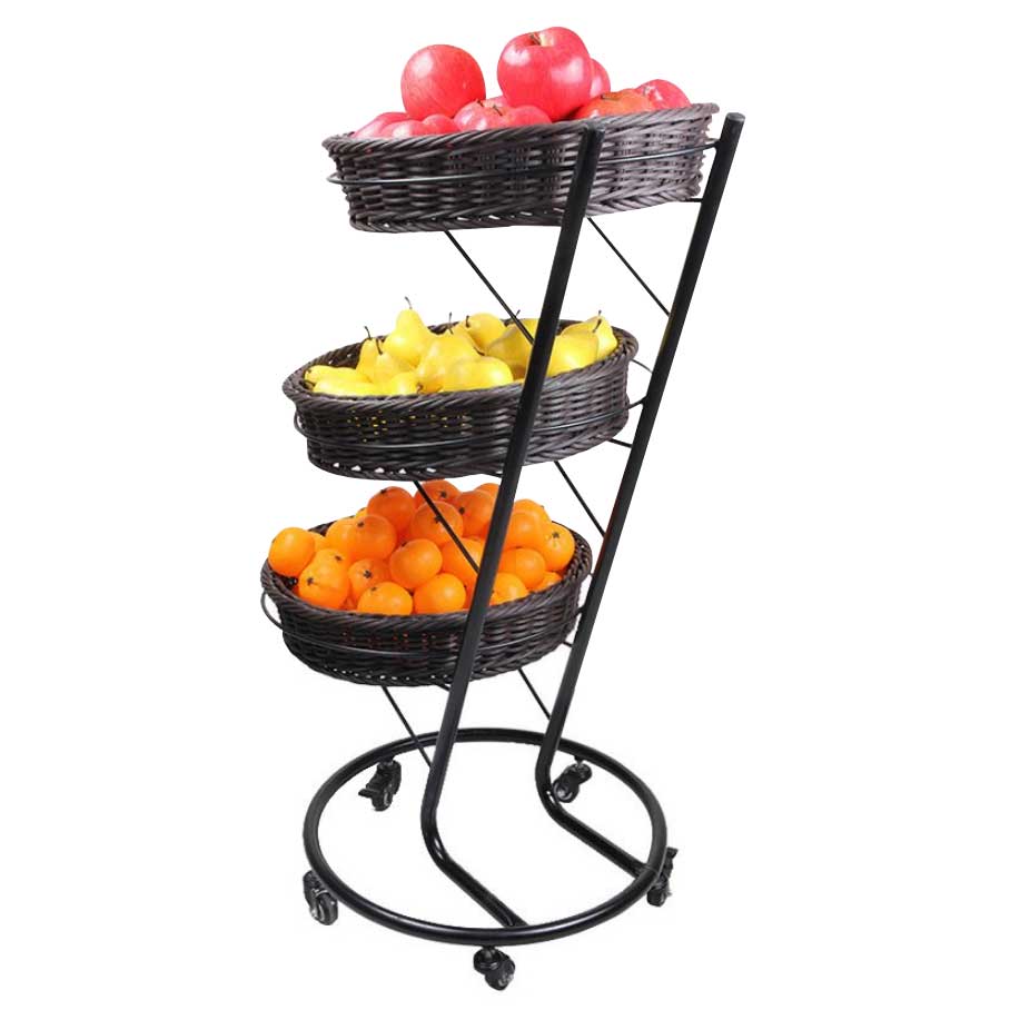3-Tier Black Display Stand with 5 Wheels 3-Tier Black Display Stand with 5 Wheels