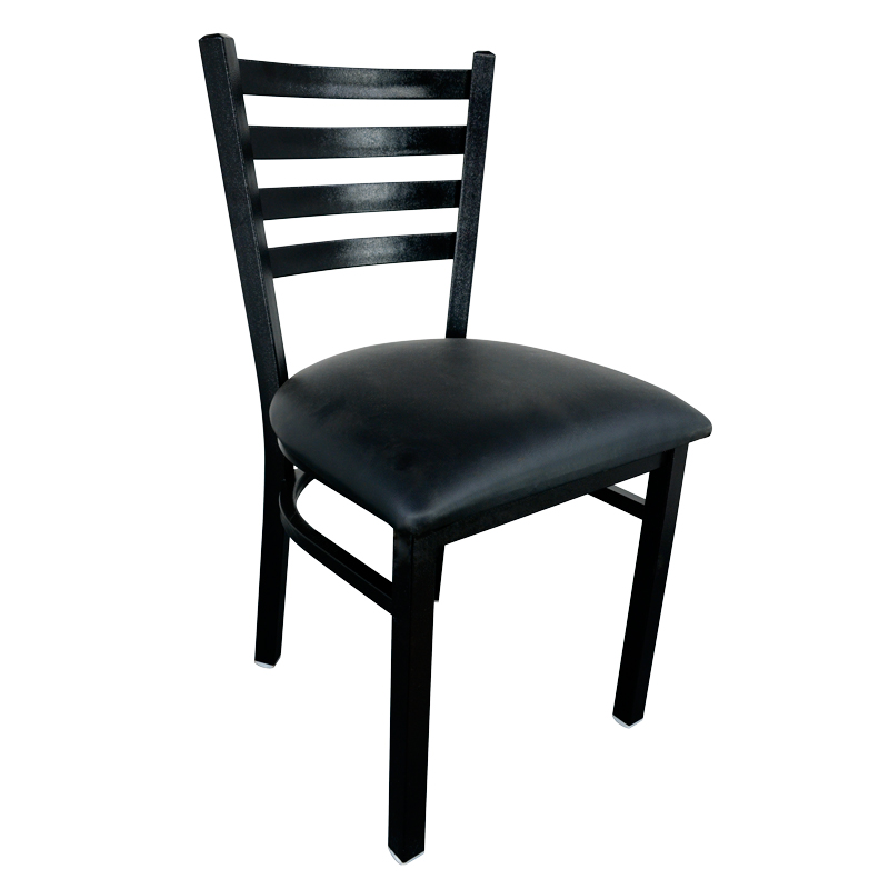 44396 - Metal Ladder Back Chair with Black Finish and Black Seat 44396 - Metal Ladder Back Chair with Black Finish and Black Seat