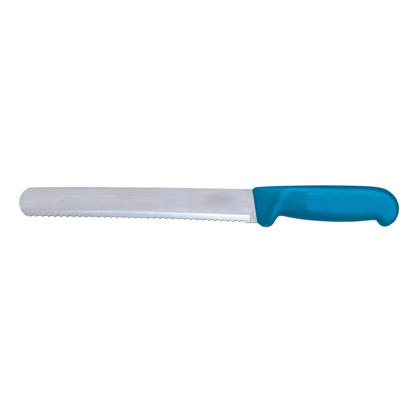 10-inch Slicer Straight Wave Edge Knife with Blue Polypropylene Handle 1 10-inch Slicer Straight Wave Edge Knife with Blue Polypropylene Handle