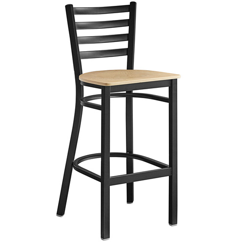 47159 Item 47159 - Bar Height Metal Ladder Back Chair with Natural Wood Seat