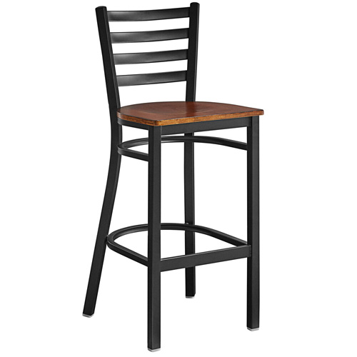 47160 Item 47160 - Bar Height Metal Ladder Back Chair with Walnut Wood Seat