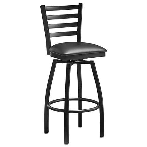 47161 Item 47161 - Bar Height Metal Ladder Swivel Chair with Black Color Vinyl Seat