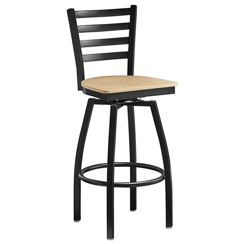 47162 Item 47162 - Bar Height Metal Ladder Swivel Chair with Natural Wood Seat