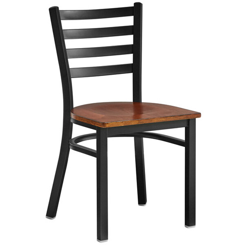47170 Item 47170 - Metal Ladder Back Chair with Walnut Wood Seat